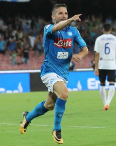 SPORT Napoli 27-08-2017 stadio San Paolo Napoli-Atalanta nella foto Dries Mertens  esulta dopo il gol   (newfotosud Alessandro Garofalo)